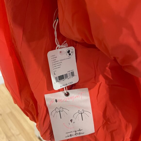 033 Free People Outpost Bomber Jacket-Cherry Tomato Combo NWT Size Large - Picture 11 of 11